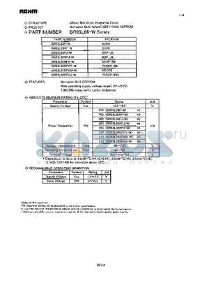 BR93L86F-W datasheet - Microwire BUS 16Kbit(1,024 x 16bit) EEPROM