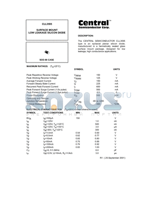 CLL3595 datasheet - SURFACE MOUNT LOW LEAKAGE SILICON DIODE