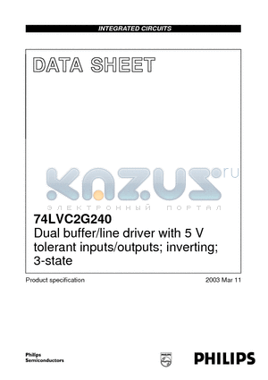 74LVC2G240DP datasheet - Dual buffer/line driver with 5 V tolerant inputs/outputs; inverting; 3-state
