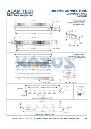 DIN-96MR-L33-A1C1 datasheet - DIN 41612 CONNECTORS STANDARD TYPE C