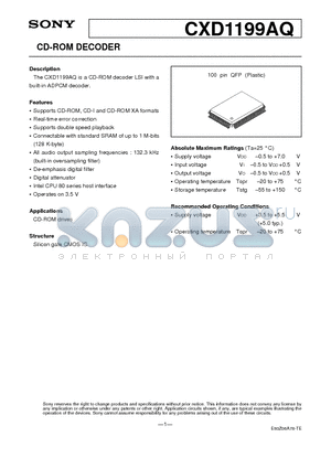 CXD1199AQ datasheet - CD-ROM DECODER