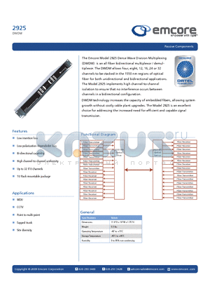 2925WD-SDAP/16 datasheet - Dense Wave Division Multiplexing (DWDM)