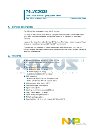 74LVC2G38DC datasheet - Dual 2-input NAND gate; open drain