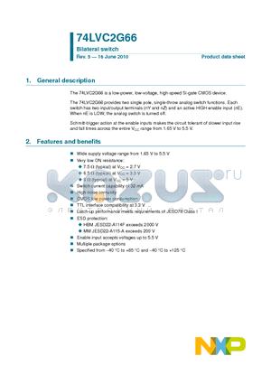 74LVC2G66DPV66 datasheet - Bilateral switch