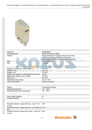 0250660000 datasheet - Surge protection for instrumentation and control, {Reference (AttributeDefinition)