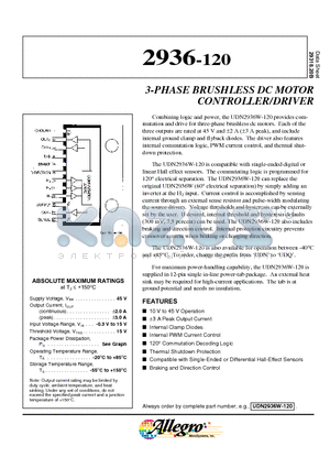 2936-120 datasheet - 3-PHASE BRUSHLESS DC MOTOR CONTROLLER/DRIVER