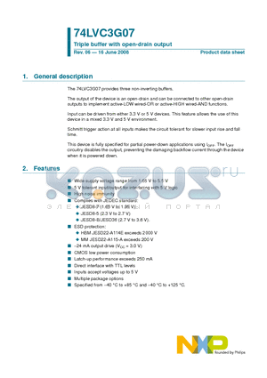 74LVC3G07DC datasheet - Triple buffer with open-drain output