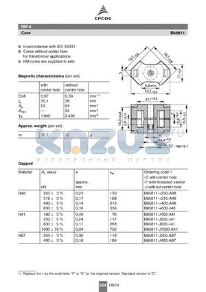 B65811-D400-A48 datasheet - RM cores are supplied in sets