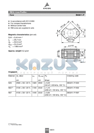 B65811-P-R87 datasheet - RM 8 Low Profile