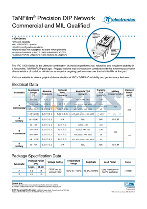 DIP-1987-01-1001GB datasheet - TaNFilm^ Precision DIP Network Commercial and MIL Qualified