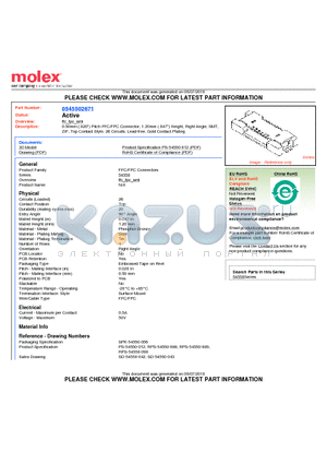 54550-2671 datasheet - 0.50mm (.020