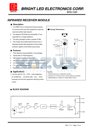 BRM-1020 datasheet - INFRARED RECEIVER MODULE