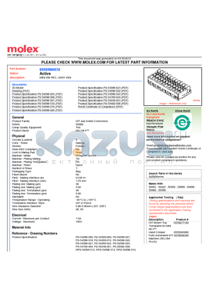 54596-0610 datasheet - MINI MI2 REC. ASSY (SN)