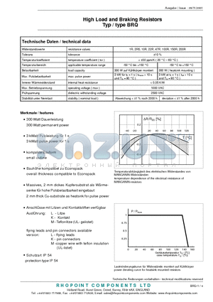 BRQ-10R-10-M datasheet - High Load and Braking Resistors