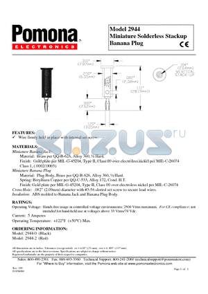 2944-2 datasheet - Miniature Solderless Stackup Banana Plug