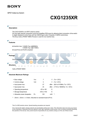 CXG1235XR datasheet - SP5T Antenna Switch