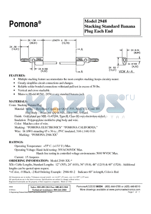 2948-48-0 datasheet - Stacking Standard Banana Plug Each End