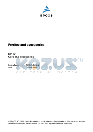 B65841A0000Y066 datasheet - Ferrites and accessories