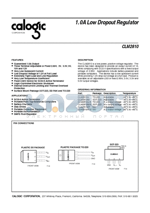 CLM2810M datasheet - 1.0A Low Dropout Regulator