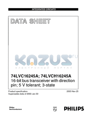 74LVCH16245ADL datasheet - 16-bit bus transceiver with direction pin; 5 V tolerant; 3-state