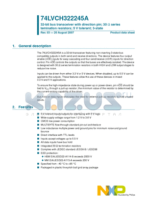 74LVCH322245A datasheet - 32-bit bus transceiver with direction pin; 30 W series