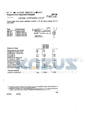 BRY56B datasheet - PROGRAMMABLE UNIJUNCTION TRANSISTOR