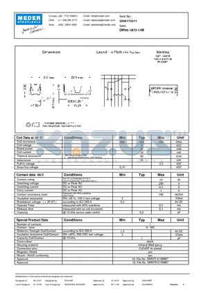 DIP05-1A72-11M datasheet - DIP Reed Relay