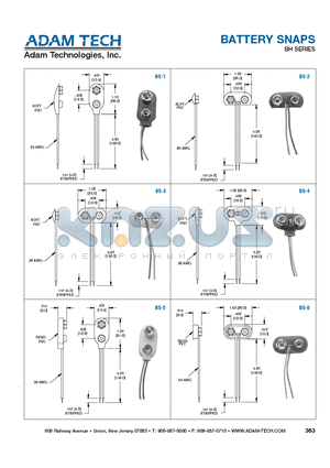 BS-2 datasheet - BATTERY SNAPS