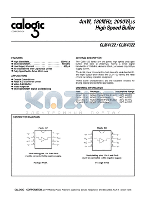 CLM4322N datasheet - 4mW, 180MHz, 2000V/Us High Speed Buffer