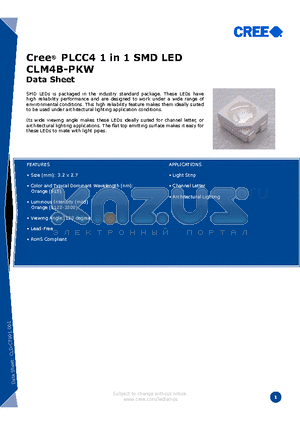 CLM4B-PKW datasheet - Cree^ PLCC4 1 in 1 SMD LED