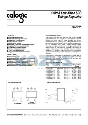 CLM5205M-285 datasheet - 150mA Low-Noise LDO Voltage Regulator