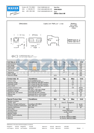 DIP05-1C90-51M datasheet - DIP Reed Relay