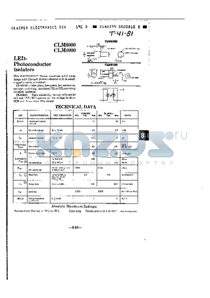 CLM8000 datasheet - LED PHOTOCONDUCTOR ISOLATORS