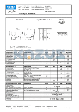 DIP12-1A31-12D_DE datasheet - (deutsch) DIP Reed Relay