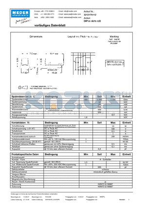 DIP12-1A75-12D_DE datasheet - (deutsch) DIP Reed Relay