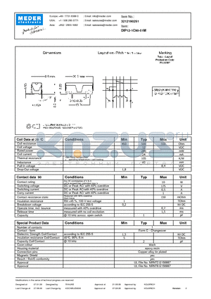 DIP12-1C90-51M datasheet - DIP Reed Relay