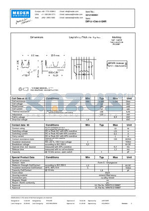 DIP12-1C90-51QHR datasheet - DIP Reed Relay