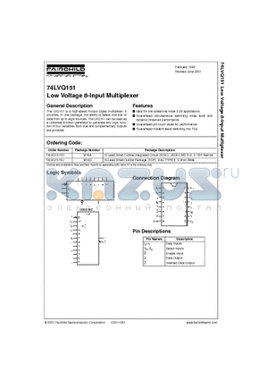 74LVQ151SC datasheet - Low Voltage 8-Input Multiplexer