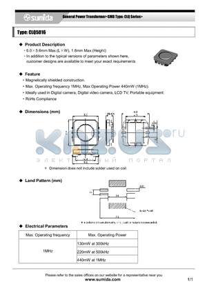 CLQ5D16 datasheet - General Power Transformer