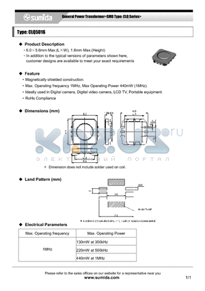 CLQ5D16_06 datasheet - General Power Transformer