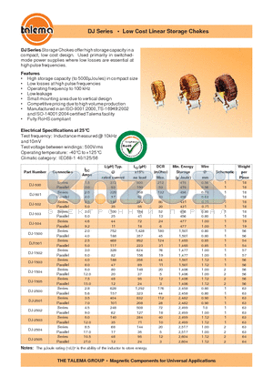 DJ-2505 datasheet - Low Cost Linear Storage Chokes