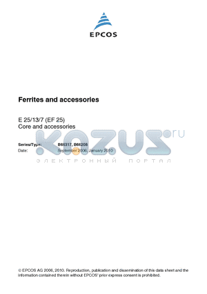 B66208X1010T001 datasheet - Ferrites and accessories