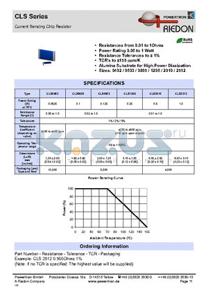 CLS25120.500OHMS datasheet - Current Sensing Chip Resistor