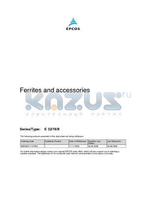 B66229G0000X127 datasheet - Ferrites and accessories