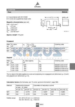 B66243-A1018-T1 datasheet - E 42/21/20 Core