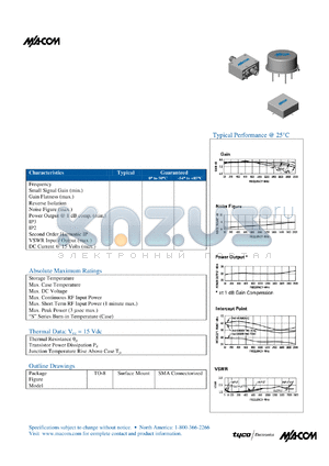 A39 datasheet - 10 TO 2000 MHz CASCADABLE AMPLIFIER