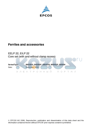 B66285G datasheet - Ferrites and accessories