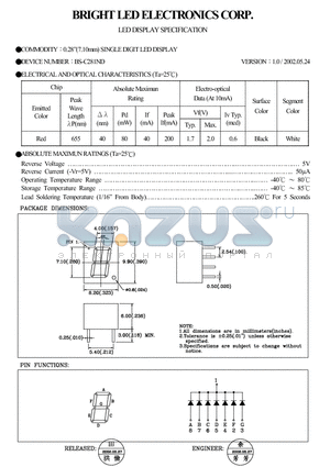 BS-C281ND datasheet - 0.28(7.10MM)single DIGIT LED DISPLAY