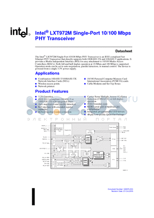 DJIXP972MPEA4 datasheet - Single-Port 10/100 Mbps PHY Transceiver