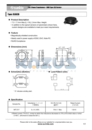 CLS62B datasheet - 2 in 1 Power Transformer